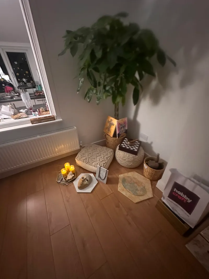 A quiet corner for prayer, symbols and stillness.